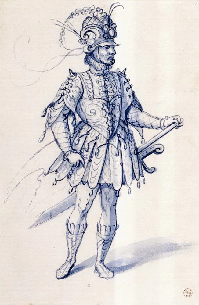 Disegno del costume per un cavaliere - Uffizi, Firenze